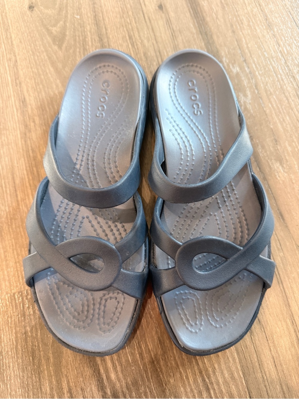 CROCS Women's Charcoal Strappy Slip-On Sandal